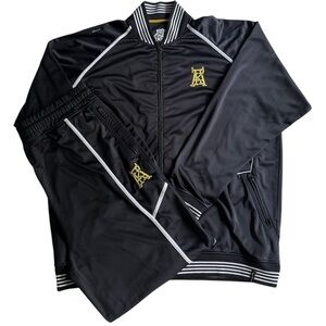 VTG Akademiks Track Suit‎ Mens 4XL Navy Blue Yellow Logo Y2K Hip Hop Streetwear